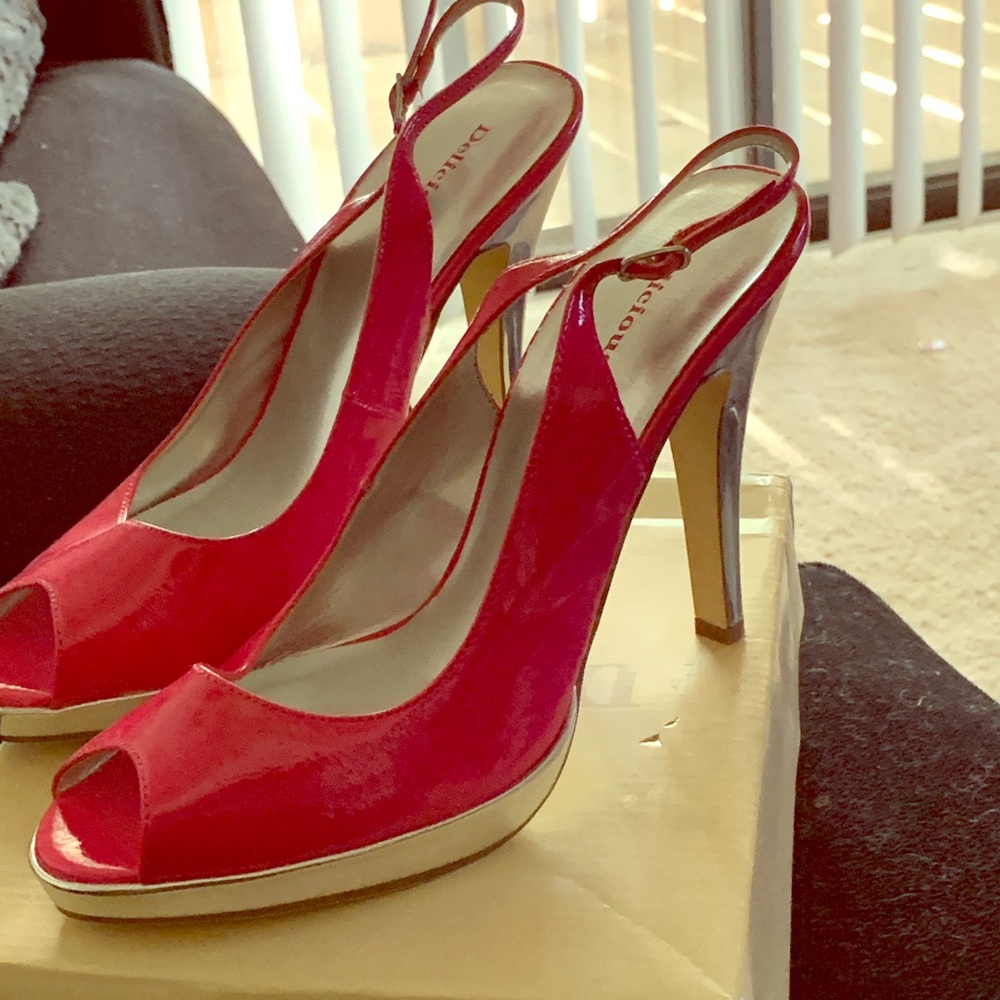 Hot pink sling back heels